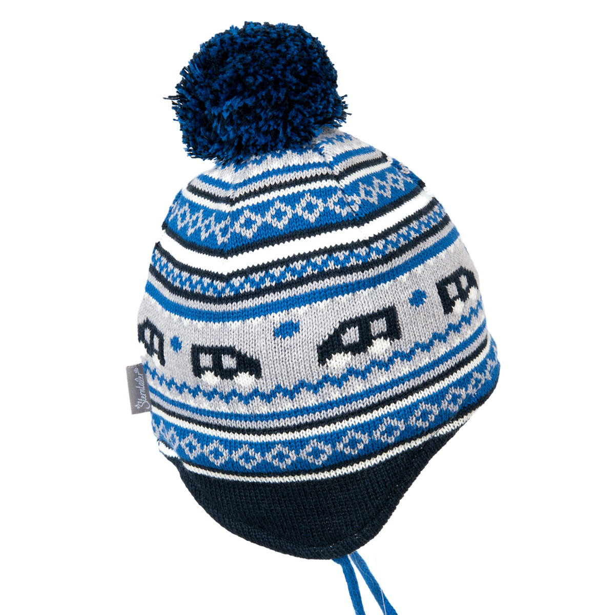 STERNTALER cappello con pom pon a maglia con nastro per bambino